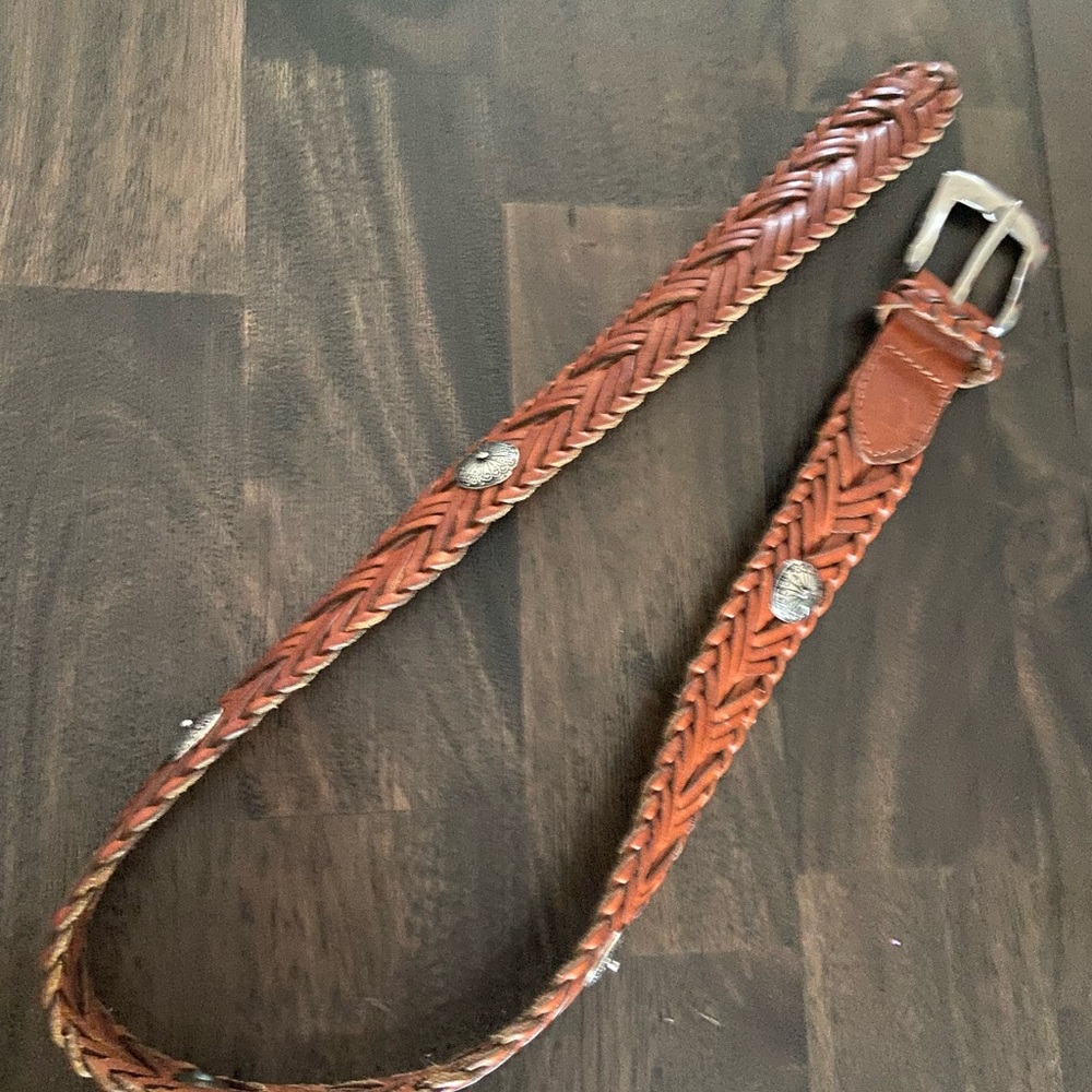 Talbots Brown Braided Leather Weatern vintage 90s Belt women's small - Picture 4 of 10